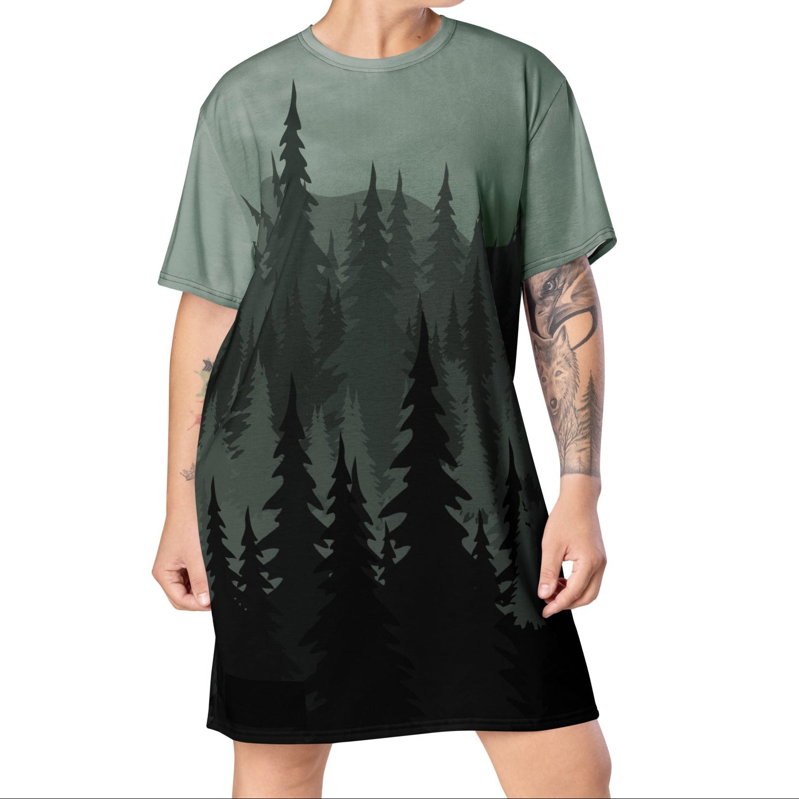 forest green t shirt dress Pocket T-Shirt Dress Forest - Made in Canada