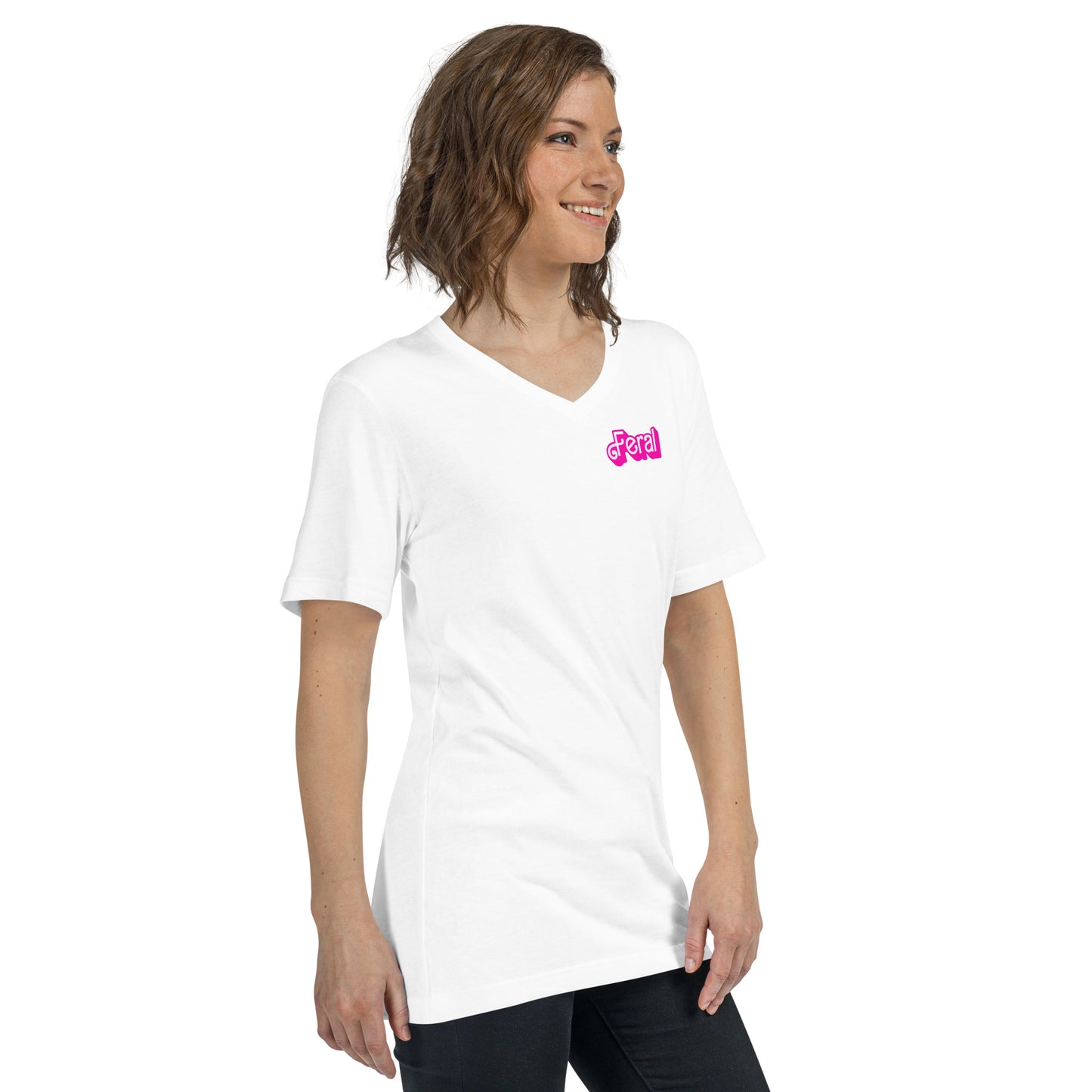 Feral Barbie - Unisex Short Sleeve V-Neck T-Shirt