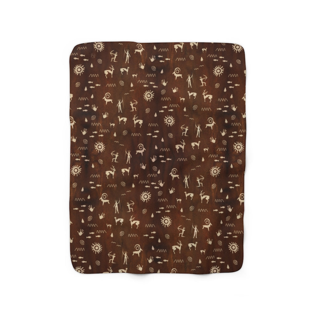 Primitive Press in Brown - Sherpa Fleece Blanket
