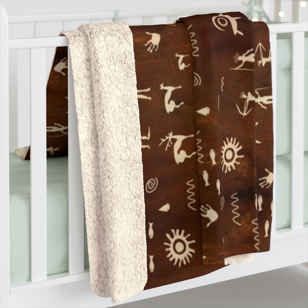 Primitive Press in Brown - Sherpa Fleece Blanket