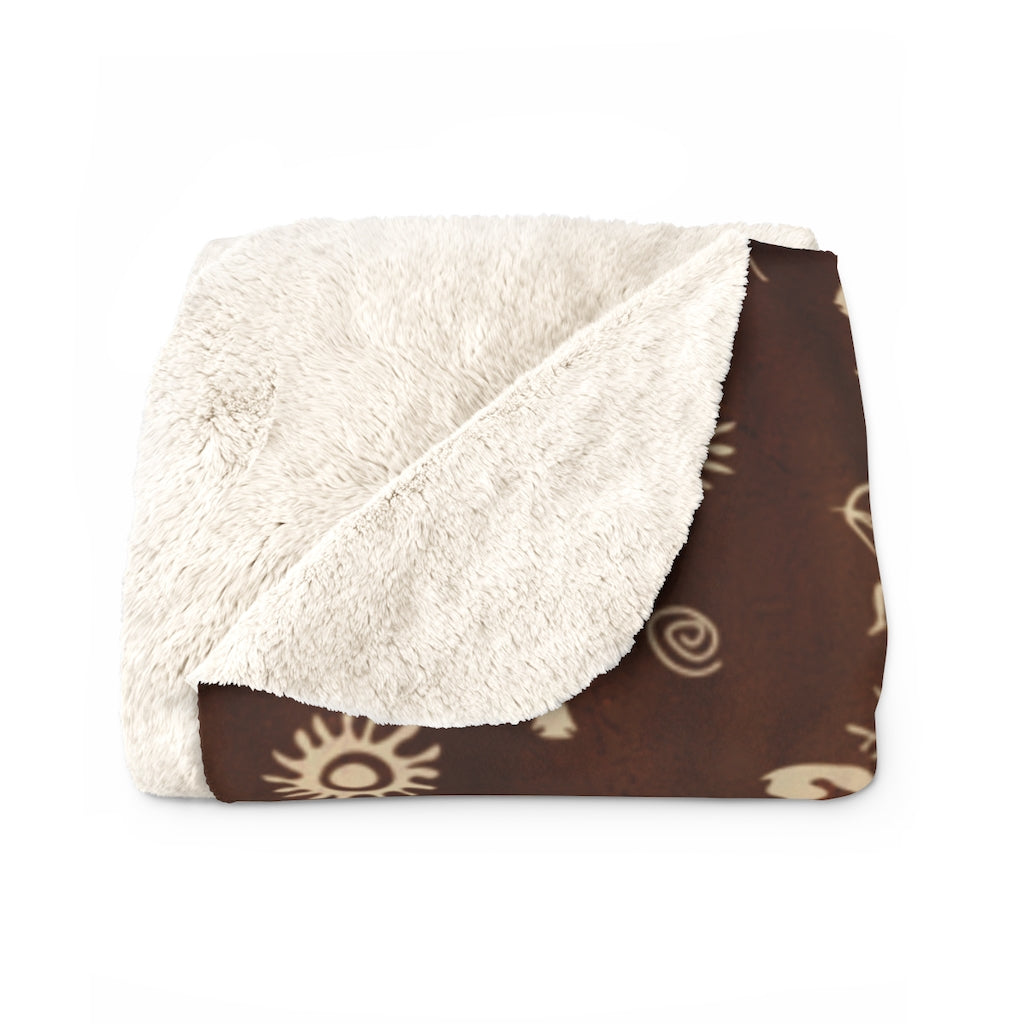 Primitive Press in Brown - Sherpa Fleece Blanket