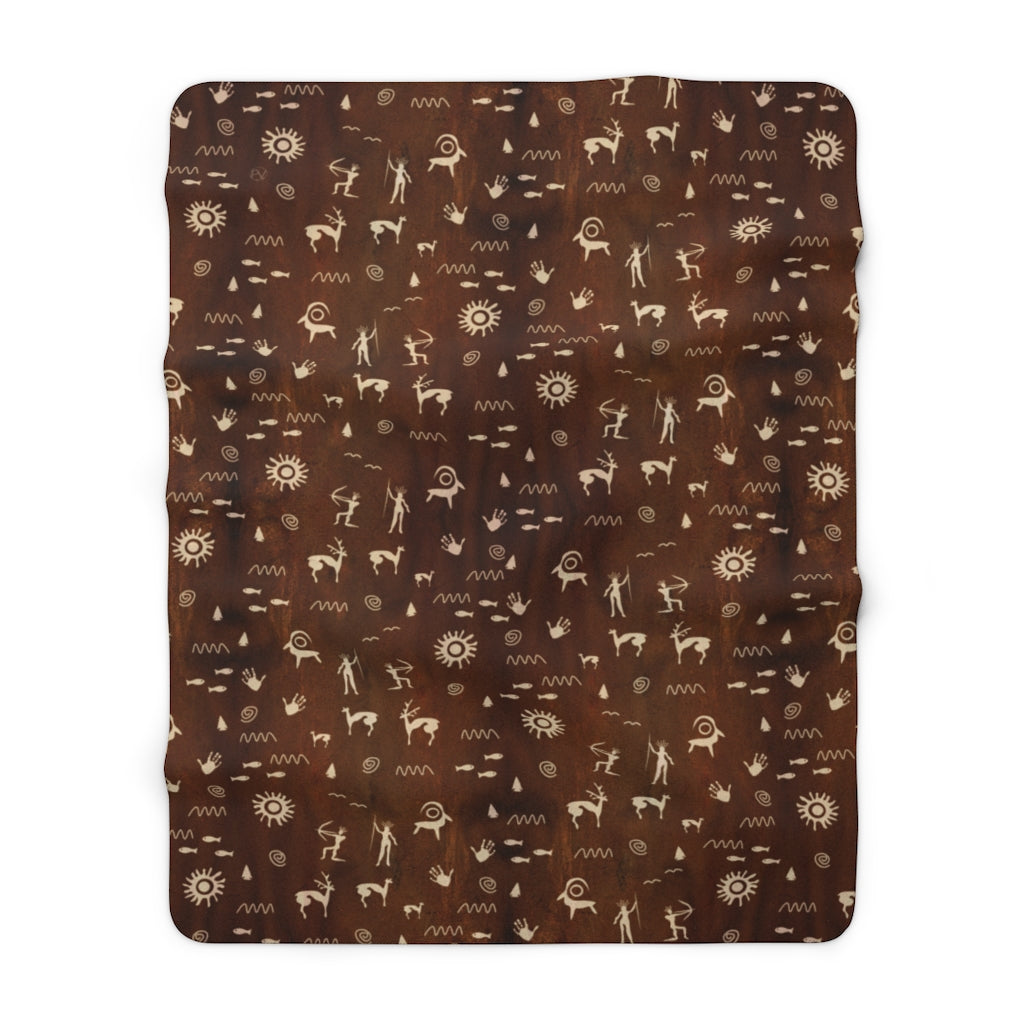 Primitive Press in Brown - Sherpa Fleece Blanket
