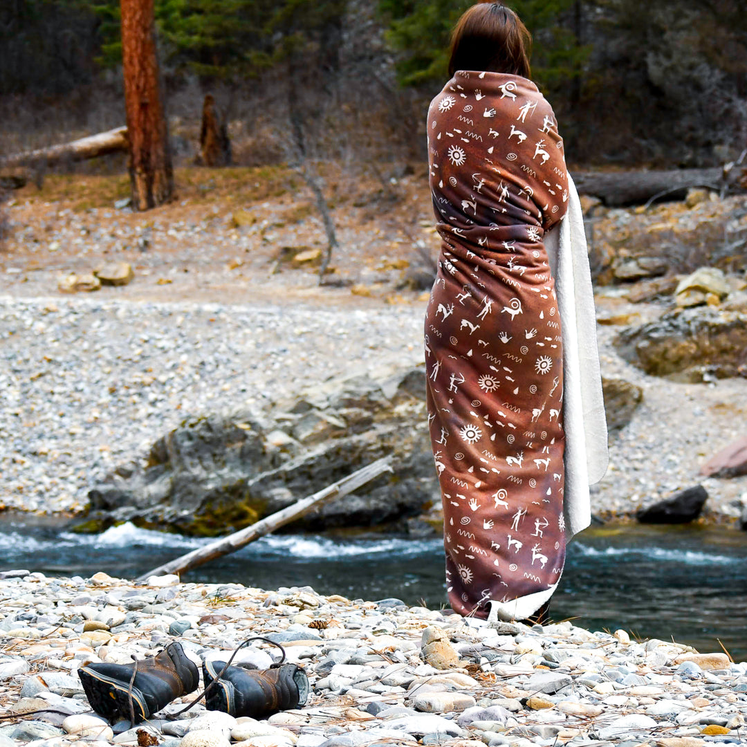 Primitive Press in Brown - Sherpa Fleece Blanket