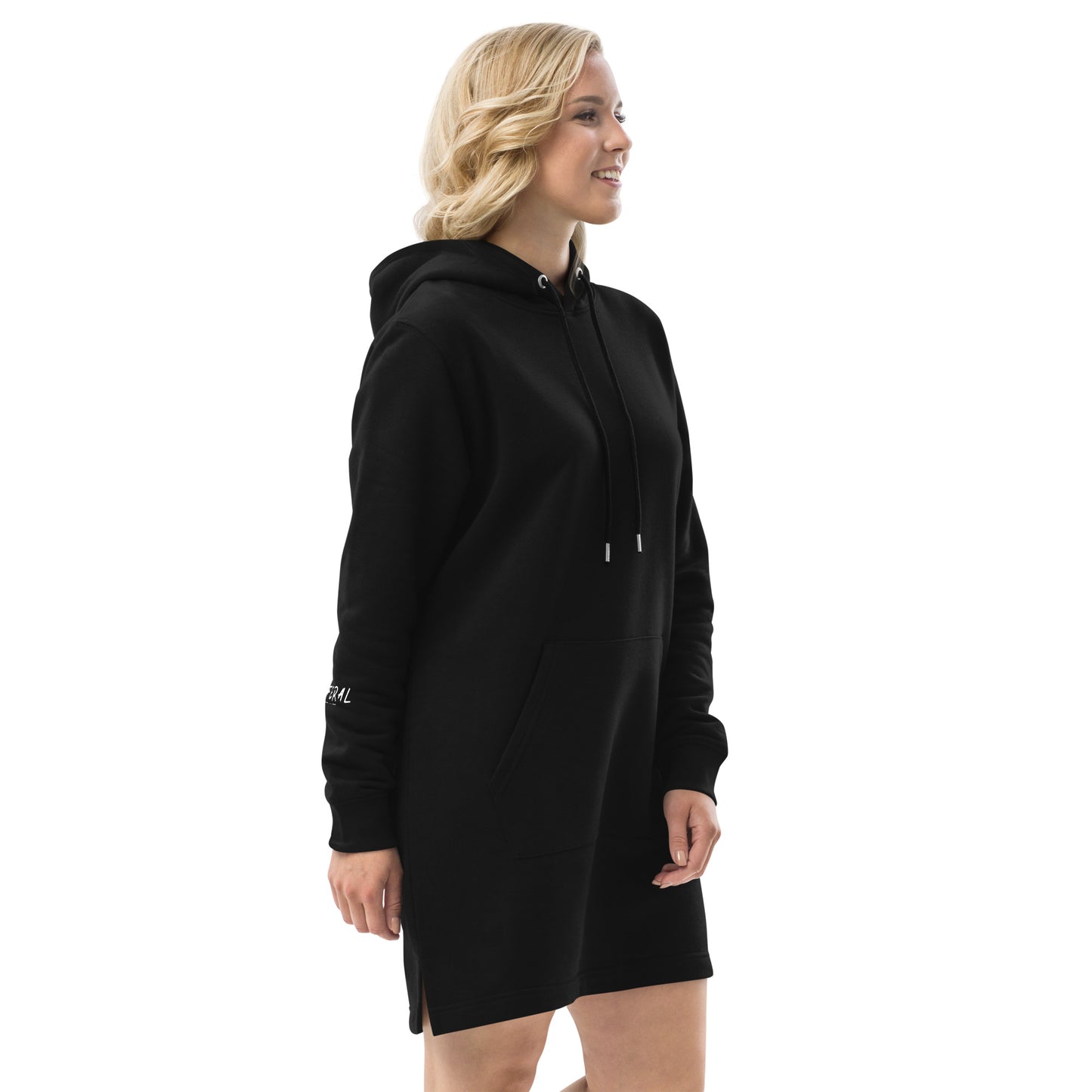 Feral - Hoodie Dress w Text on Sleeve