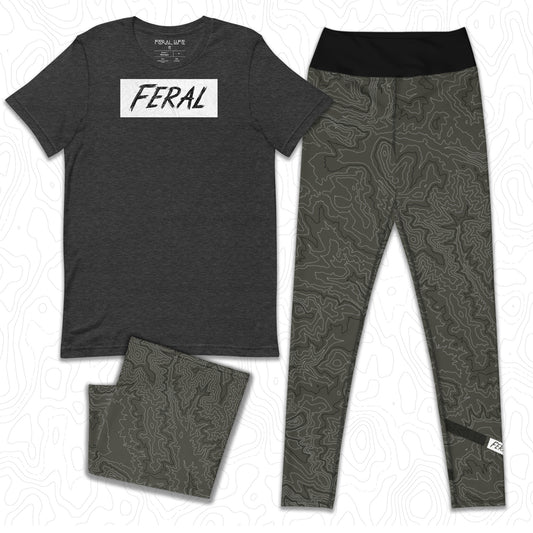 Feral (topo) - Leggings + T-Shirt + Neck Gaiter Bundle