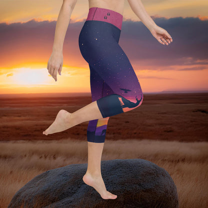 Pronghorn Antelope Twilight - Capri Leggings