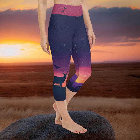 Pronghorn Antelope Twilight - Capri Leggings