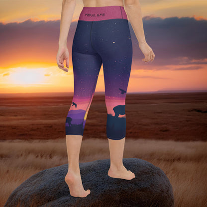 Pronghorn Antelope Twilight - Capri Leggings