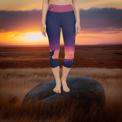 Pronghorn Antelope Twilight - Capri Leggings