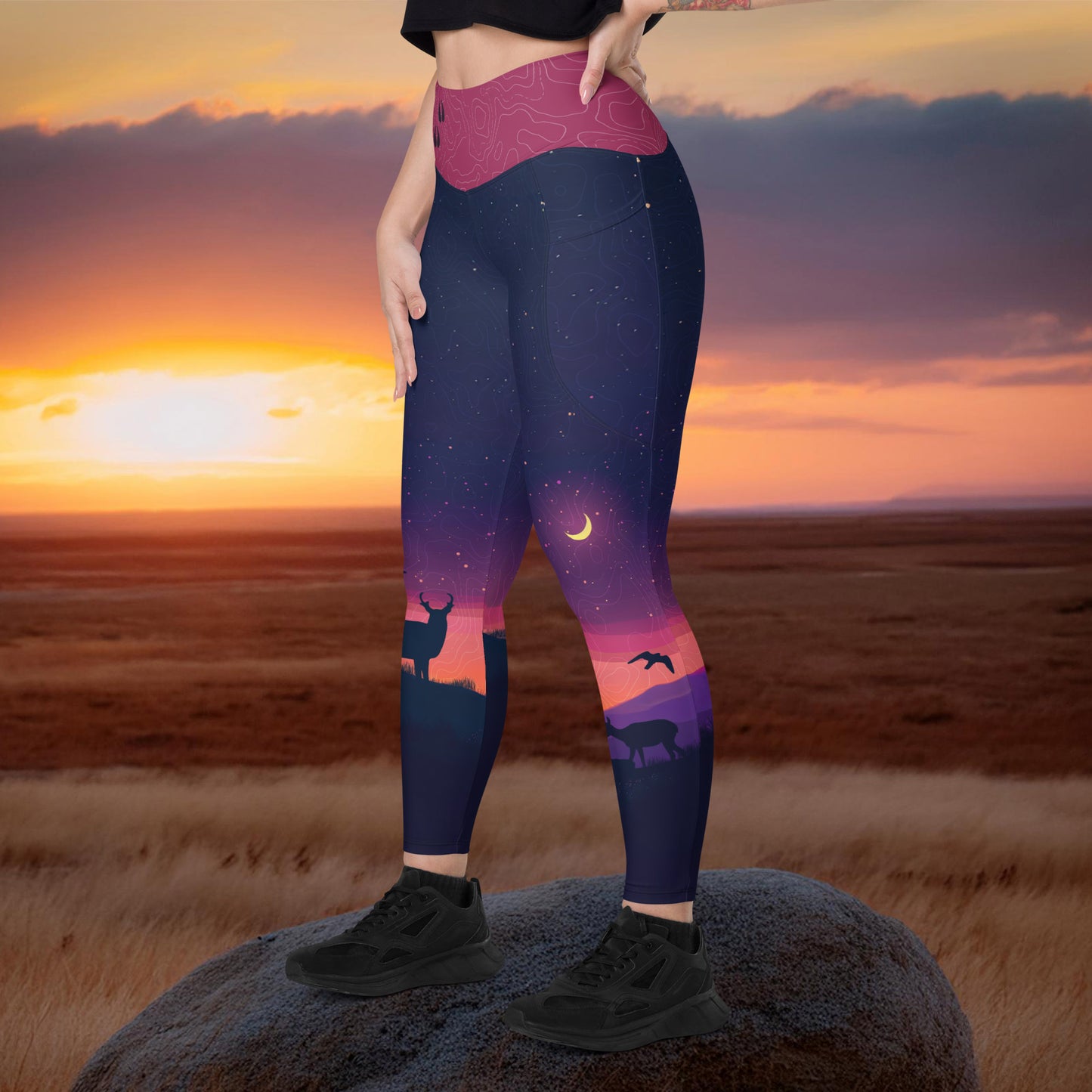 Pronghorn Antelope Twilight - Pocket Leggings