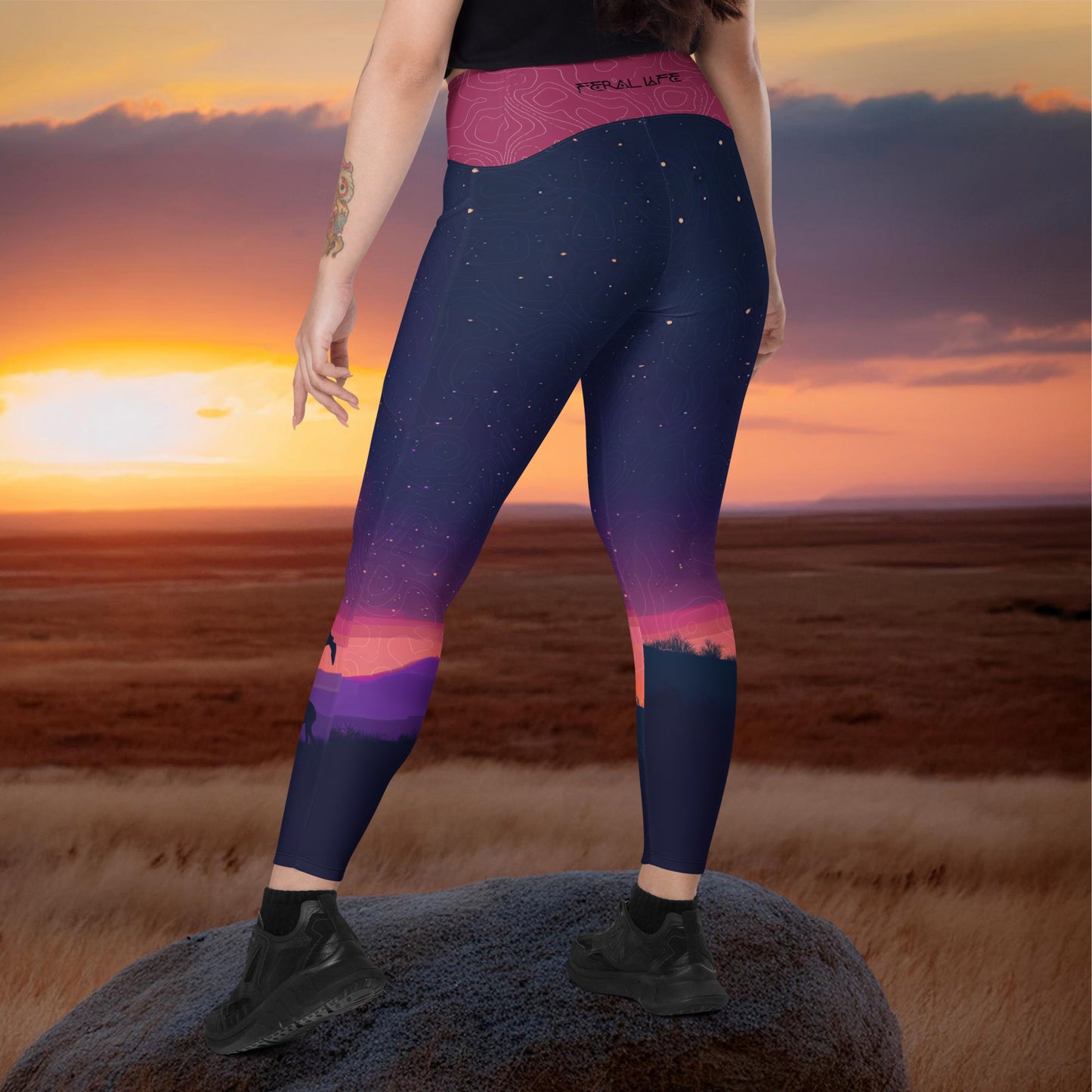 Pronghorn Antelope Twilight - Pocket Leggings + Hoodie Bundle