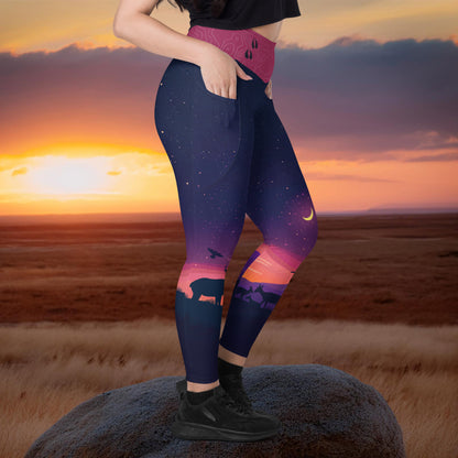 Pronghorn Antelope Twilight - Pocket Leggings