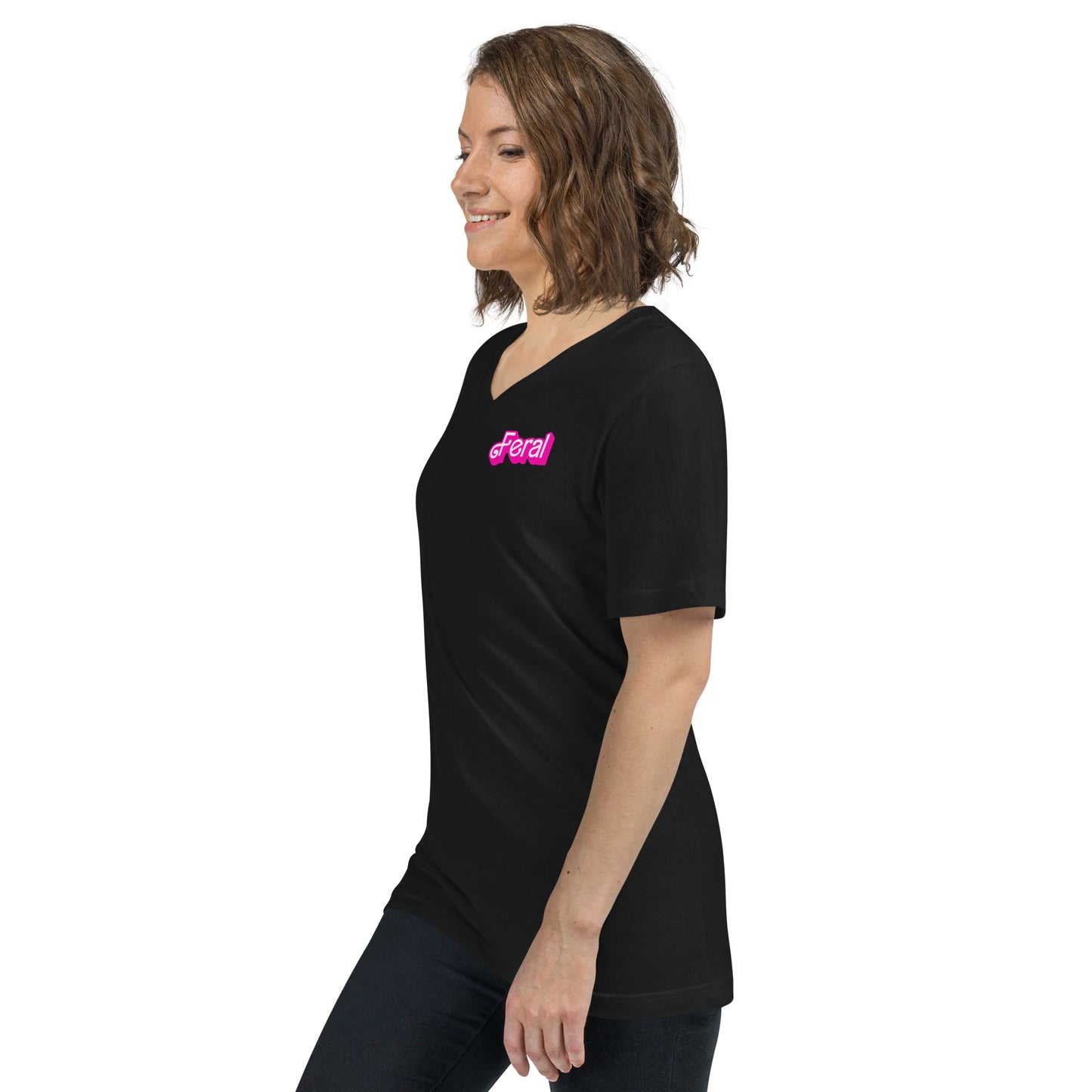 Feral Barbie - Unisex Short Sleeve V-Neck T-Shirt