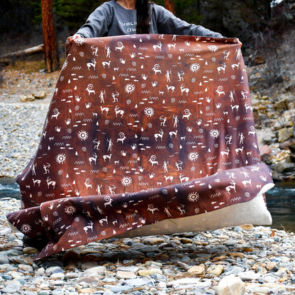 Primitive Press in Brown - Sherpa Fleece Blanket