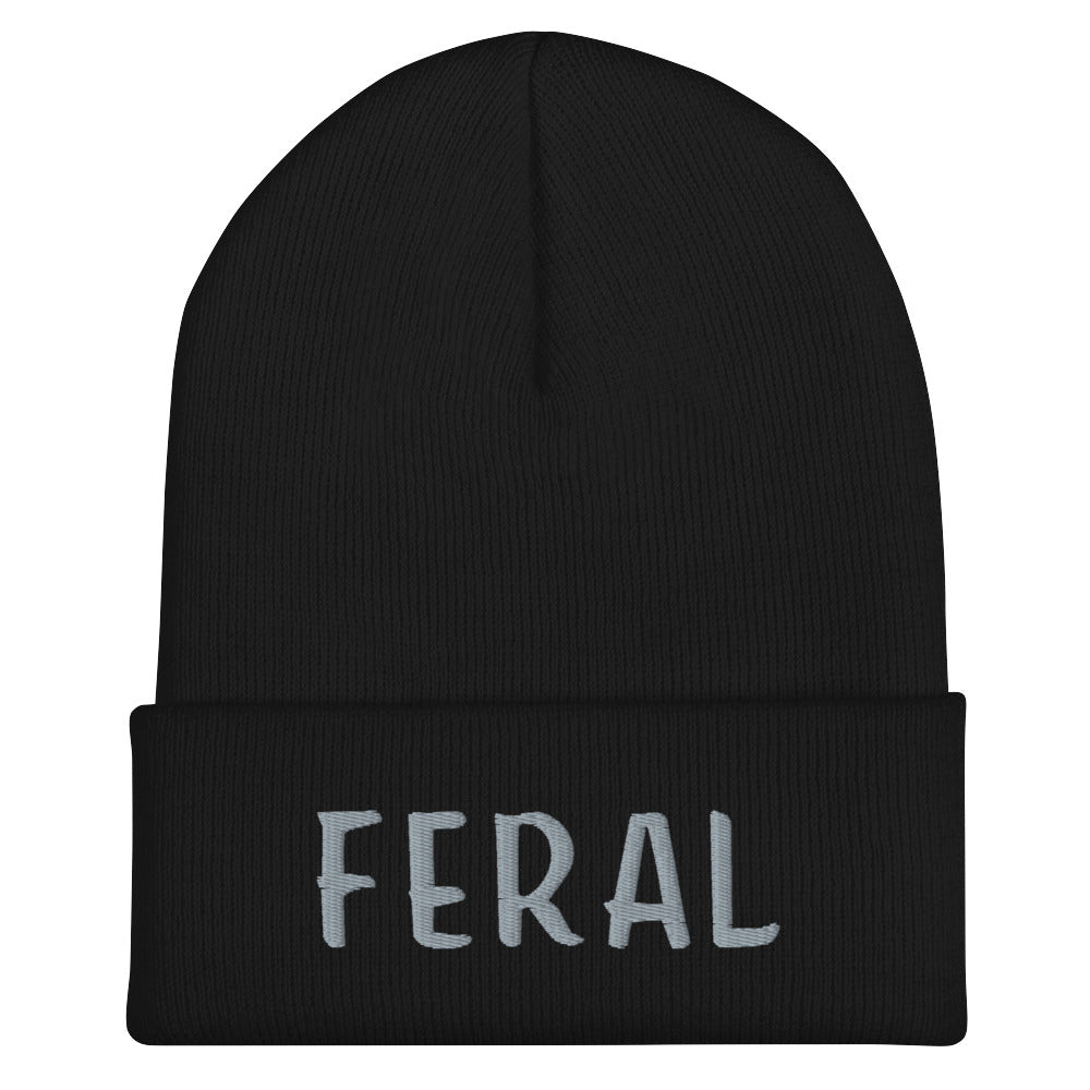 Feral Text - Embroidered Cuffed Beanie