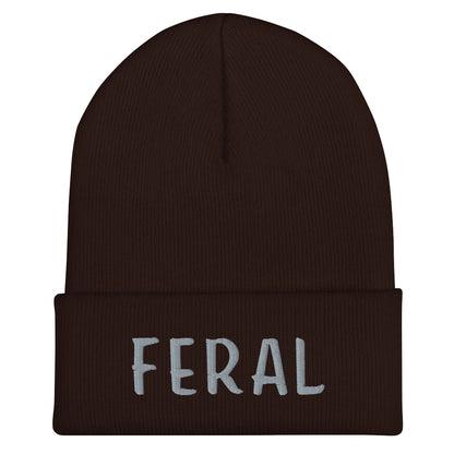 Feral Text - Embroidered Cuffed Beanie
